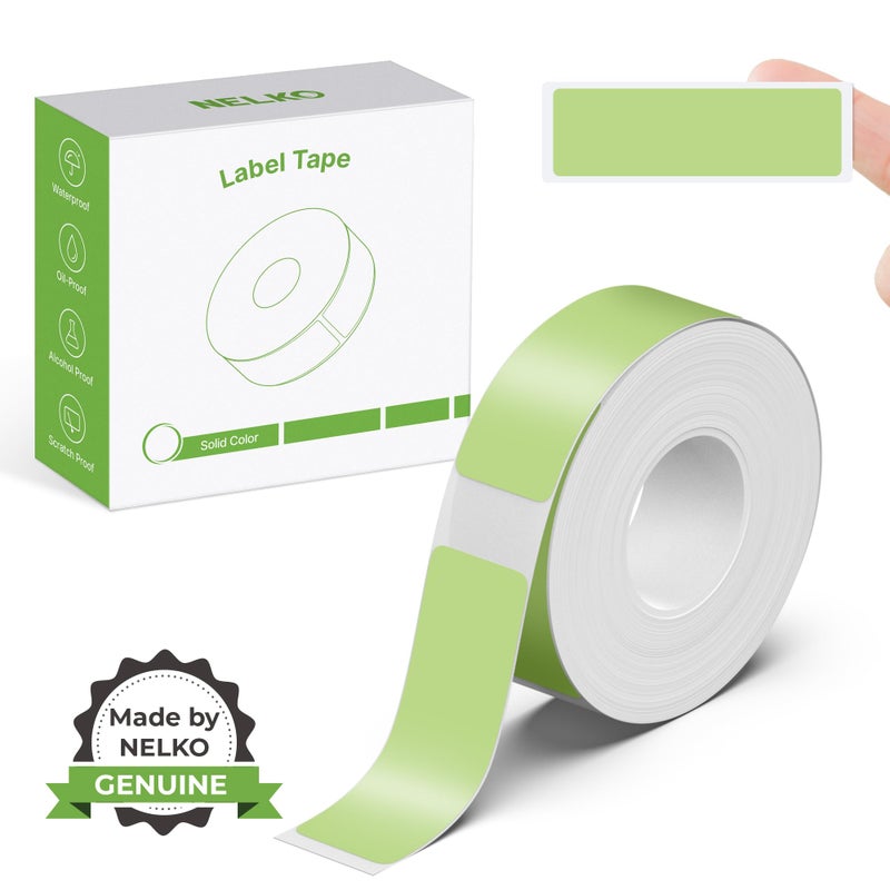 Nelko Genuine P21 Label Maker Tape, Adapted Label Print Paper, 14X40Mm (0.55""X1.57""), Standard Laminated Labeling Replacement, Multipurpose Of P21 Label Maker, 180 Tapes/Roll, 1 Roll, Green - Image 1